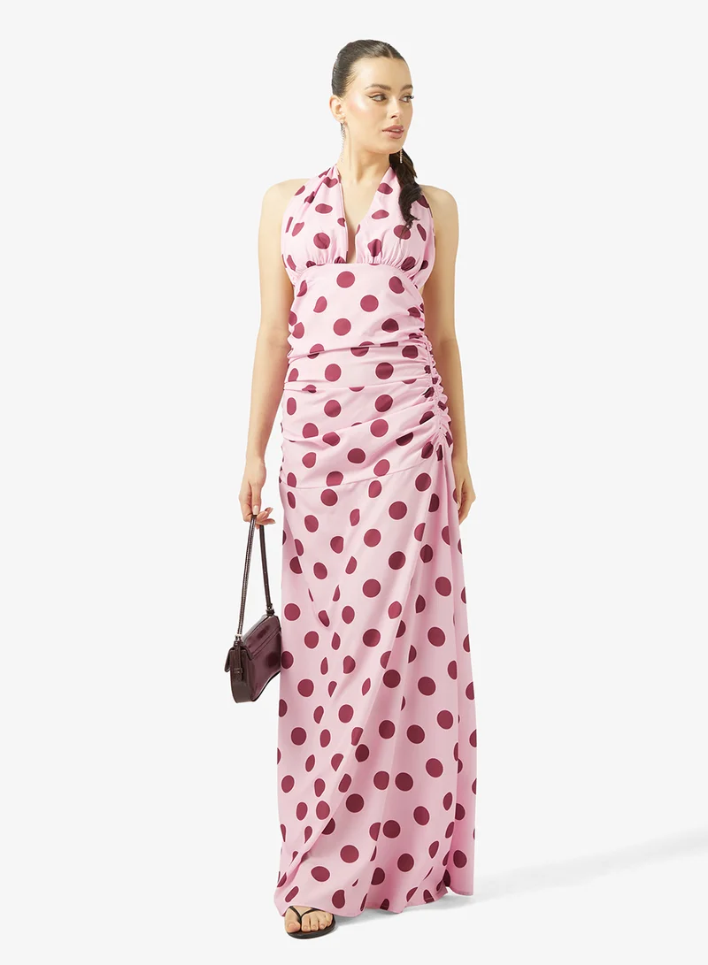 Ginger  Halter Neck Polka Dot Dress for Women | Best Price UAE
